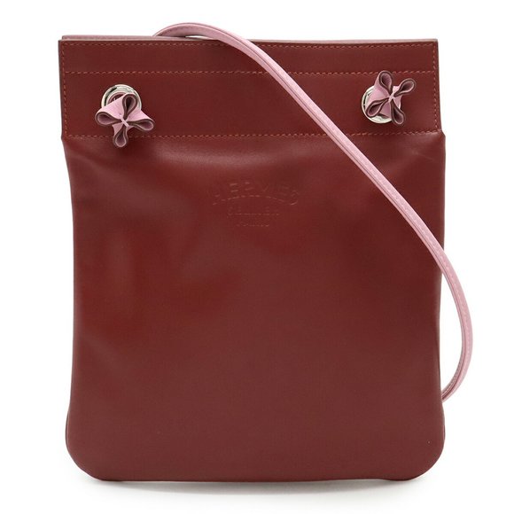 HERMES Sac Aline Mini Shoulder Bag/Pochette in Swift Leather with Bordeaux and P - Picture 1 of 9
